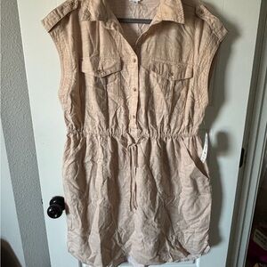 NWT Time & Tru Utility Shirt Dress Tan XXL 20 Drawstring